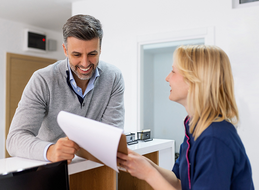 Physician and staff member